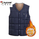 啄木鳥(niǎo)（TUCANO）棉馬甲加絨加厚男士冬季新款V領(lǐng)背心坎肩保暖純色寬松外套男裝 859藏青色 2XL 約135-145斤可穿