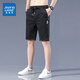 真維斯（Jeanswest）冰絲牛仔短褲男夏季薄款潮流休閑中褲外穿寬松天絲男士五分褲潮牌 黑色 2XL