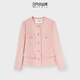三只小山羊甜美百搭小香風(fēng)外套女 小個(gè)子短款100純羊絨 春季 女士短外套 玫瑰粉 S