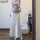 自由系醋酸緞面半身裙女2025夏季新款高腰顯瘦絲滑中長(zhǎng)款A(yù)字包臀魚尾裙