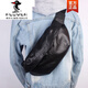 PLOVER牛皮真皮胸包男士挎包簡(jiǎn)約復古包包手工騎行包女日式軟皮休閑腰包 黑色 簡(jiǎn)約小款