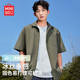 名創(chuàng)優(yōu)品（MINISO）短袖襯衫男夏季新款韓系慵懶風(fēng)半袖襯衣冰絲涼感外套 軍綠 2XL