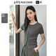 太平鳥(niǎo)女裝針織衫老錢(qián)風(fēng)短袖夏季撞色圓領(lǐng)上衣開(kāi)衫 灰色 S