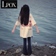 LPOX2025新款國潮流丅恤短袖女學(xué)生印花韓版寬松美式hiphop半袖上衣夏 杏色 M _85-105斤