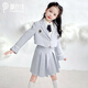 PureShare蓬紗館 女童學(xué)院風(fēng)套裝兩件套2025新款春秋兒童百褶裙春 海鹽奶茶[單裙褲] 120