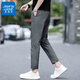 真維斯（JEANSWEST）2025新款夏季九分褲男冰絲薄款修身直筒商務(wù)男生褲子百搭休閑褲 深灰九分 【夏季薄款】 30 【110-120斤】
