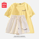 名創(chuàng  )優(yōu)品（MINISO）運動(dòng)套裝女夏季2025年新款純棉短袖小個(gè)子休閑夏裝搭配一整套女裝 鵝黃+奶白(幸運愛(ài)心) M 160(不褪色不變形)