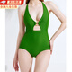 CEENIU2025新款連體泳衣女純欲風(fēng)小胸聚攏顯瘦性感大露背海邊比基尼泳裝 墨綠色 L 【建議90-110斤】