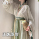 翊尚美漢服女成人全套正版2025春季新款晉制一片式交領(lǐng)齊腰糯裙國風(fēng)套裝 綠色【刺繡上衣+印花糯裙+里衣】 XS 【適合75-85斤】