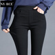 NY-RCE松緊腰打底褲女外穿春秋季新款高腰夏薄款黑色大碼鉛筆小腳黑褲 松緊腰黑色長(cháng)褲【春秋款】 XL