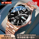 I&W CARNIVAL HWGUOJI瑞士品牌IW手表男機械表100米防水強夜光機械手表緑水鬼系列腕表 愛沃馳玫黑鋼帶/百米防水/進(jìn)口機芯 升級加強版