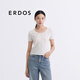ERDOS 25夏季圓領(lǐng)挑眼絲綿優(yōu)雅純色短袖短款修身百搭透氣女套衫針織衫 白 XL 175/92A