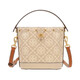 湯麗柏琦（Tory Burch）奢侈品TB女包T字母老花撞色壓花水桶包單肩斜挎包杏仁色88155925