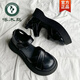 啄木鳥(niǎo)瑪麗珍洋氣外出包頭涼鞋女2025夏季新款百搭時(shí)尚厚底配裙子羅馬鞋 黑色 36