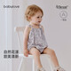 babylove嬰兒吊帶包屁衣夏季莫代爾棉女寶寶甜美碎花三角哈衣爬爬服夏裝