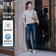 九牧王（JOEONE）【透汽 柔軟舒彈】空氣牛仔褲專(zhuān)業(yè)版秋季男高彈休閑男褲子 【吸濕透氣】修身版+灰藍(lán)+TJ1EX10112 35 碼175/86A(2.64)尺88cm