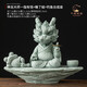 招財龍茶寵擺件變色可養(yǎng)吸財青砂石紫砂茶具配件辦公室桌面藝術(shù)品 一指有錢+睡了蛙+釣魚臺底座