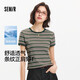 森馬（Semir）涼感T|短袖T恤女短款緊身正肩2025夏季復古條紋上衣109325100039