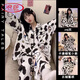 浪莎（LangSha）三件套韓版睡衣女秋季可愛(ài)奶牛小新學(xué)生長(zhǎng)袖家居服短袖套裝 雙長(zhǎng)-奶牛小新 M