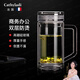 卡絲拉狄（Cathyladi）雙層玻璃茶杯帶把手柄辦公室泡茶男女士透明水杯子生日禮物生日節(jié) 懷德辦公杯 360ML