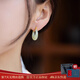 百鈺福和田玉銀耳環(huán)女碧玉高級(jí)感輕奢綠色圓形國(guó)風(fēng)耳飾耳墜耳釘耳圈禮物 青玉款