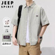 JEEP SPIRIT吉普短袖襯衫男士夏季休閑襯衣工裝純棉外套男裝涼感半袖上衣服