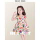 mlgt kids童裝女童連衣裙2025夏季新款兒童時尚洋氣印花無袖寶寶裙子 杏色 小飛袖公主裙 110 cm