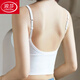 浪莎（LangSha）美背文胸一體卡卡U型美背小吊帶收腹運動(dòng)背心露背性感裹胸抹胸女 一件裝吊帶款[白色] 均碼 80-120斤