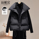 絲柏舍休閑風(fēng)羽絨馬夾2025秋裝新款女裝寬松款翻領(lǐng)抽繩馬甲