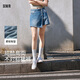 森馬（Semir）森柔牛仔|森馬牛仔褲女不對稱(chēng)裙褲甜酷小眾夏季個(gè)性寬松短褲高街 牛仔中藍88201 L
