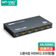 邁拓維矩 HDMI分配器1進(jìn)2出4出8出16出4K60赫茲高清分屏器電腦電視連接3D信號(hào)1分多 一分四 1進(jìn)4出 4K 工業(yè)級(jí) MT-SP144