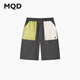 馬騎頓（MQD）【五分褲】男大童夏季新品學(xué)院風(fēng)不對稱(chēng)撞色大口袋拼接休閑褲 炭灰 140