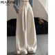 棉致美式闊腿冰絲薄款山本褲子女夏季2025新款小個(gè)子高腰休閑褲女 164米白色【高品質(zhì)31.5】 S 80-95斤