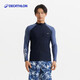 迪卡儂（DECATHLON）潛水服男泳衣溫泉沖浪服濕衣水母衣長(cháng)袖速干防曬 【上衣-拉鏈款】深藍拼接新款 XL