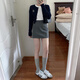 黛芮婷灰色西裝半身裙女夏季2025新款高腰顯瘦緊身包臀裙小個(gè)子a字短裙 深灰色 M 適合體重【96-105斤】