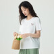 茵曼（INMAN）索羅納簡(jiǎn)約短袖T恤女2025夏季小兔子繡花百搭舒適寬松上衣 白色 S
