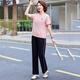 富夕媽媽夏裝運(yùn)動(dòng)套裝40歲50休閑新款中年女士短袖夏季兩件套夏天上衣 櫻語(yǔ)粉兩件套 3XL 建議120-135斤