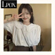 LPOX2025夏季短袖娃娃領(lǐng)泡泡袖白色襯衫女設(shè)計(jì)感小眾法式洋氣寬松上衣 白色短袖_奶白色 XL _125-140斤左右