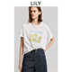 LILY2025夏新款簡約花朵印花圖案百搭通勤寬松休閑圓領(lǐng)短袖T恤女 601白色 M