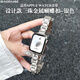 表帶哥適用蘋果手表表帶女士 夏天夏季透氣三珠鋼帶apple watch S10/S9/iwatch series新款女款銀色