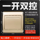 泰力開關(guān)插座86TH型五孔電源二三插家用香檳金色銀邊面板墻壁插座 香檳金一開雙控 香檳金一開雙控