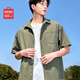 名創(chuàng)優(yōu)品（MINISO）男士襯衫夏季冰絲涼感簡(jiǎn)約短袖t恤青少年痞帥抗皺襯衣 棕櫚綠 XL