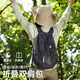 LIOMIRROR皮膚包戶外騎行背包跑步運動雙肩包輕便可折疊男女爬山登山包 黑色【折疊收納 輕量透氣 】