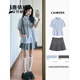 鹿依檸jk制服連衣裙女夏季2025新款女裝韓系減齡甜美?；▽W(xué)院風(fēng)套裝裙子 藍色上衣+灰色百褶裙 M