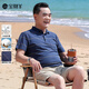 寶財羊純棉100%t恤男短袖爸爸夏裝條紋polo衫中老年人上衣服父親節(jié)禮物