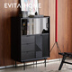 EVITA Home斗柜實(shí)木輕奢儲物柜多功能靠墻落地餐邊柜北歐抽屜柜組合斗櫥 黑色 單門(mén)80*40*115cm