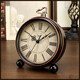 日本座鐘復古客廳桌面時(shí)鐘臺式家用鐘表擺件藝術(shù)擺鐘臥室床頭鬧鐘 褐色 復古羅馬 4英寸