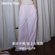 Henny Rue藍(lán)色條紋闊腿褲女2025新款夏季薄款女士休閑褲寬松慵懶遛彎長(zhǎng)褲子 蜜桃粉 均碼