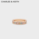 CHARLES&KEITH繽紛彩色水鉆設計感戒指生日禮物圣誕禮物送女友CK5-32120429 Rose Gold玫瑰金色 M