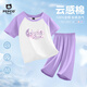 小豬班納 女童睡衣夏季2025款小女孩純棉撞色半袖衣服兒童家居服兩件套夏